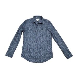 Calvin Klein Men's Button Down Medium Cotton Blend Camo Black Blue